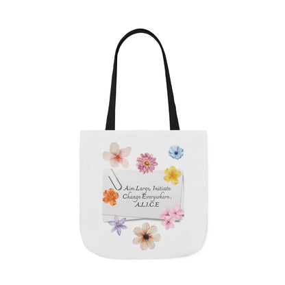Personalized Initial Quote Floral Clip Canvas Tote Custom Name