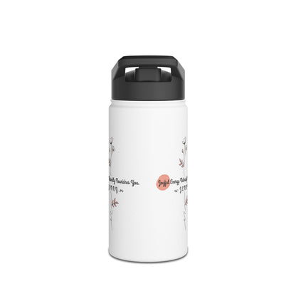 Personalized Initial Quote Floral Minimalist Stainless Steel Water Bottle