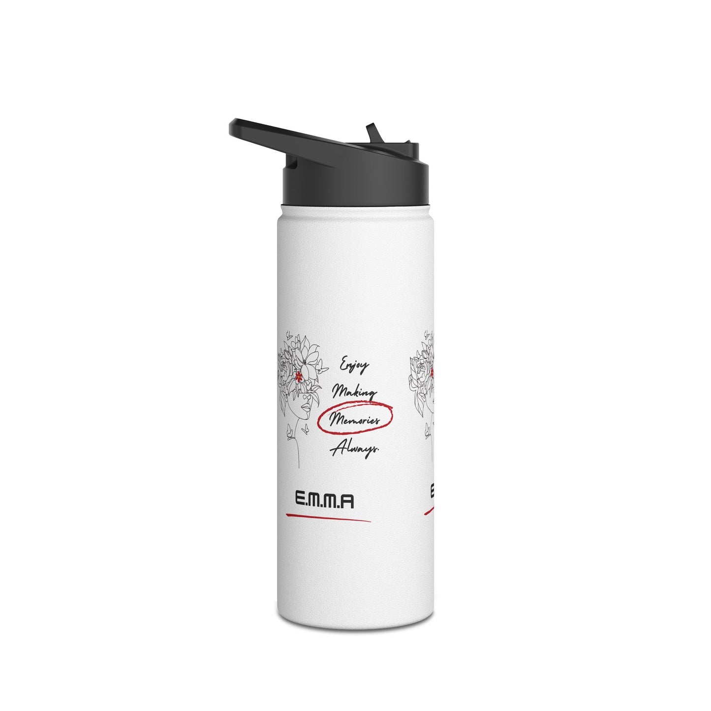 Personalized Initial Quote Floral Girl Stainless Steel Water Bottle