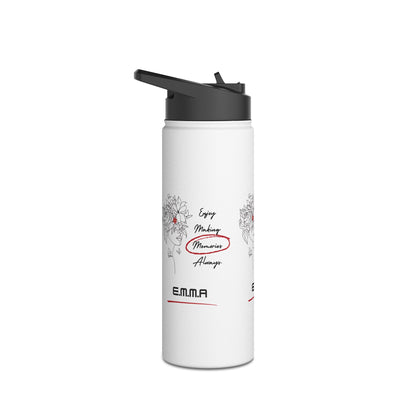 Personalized Initial Quote Floral Girl Stainless Steel Water Bottle