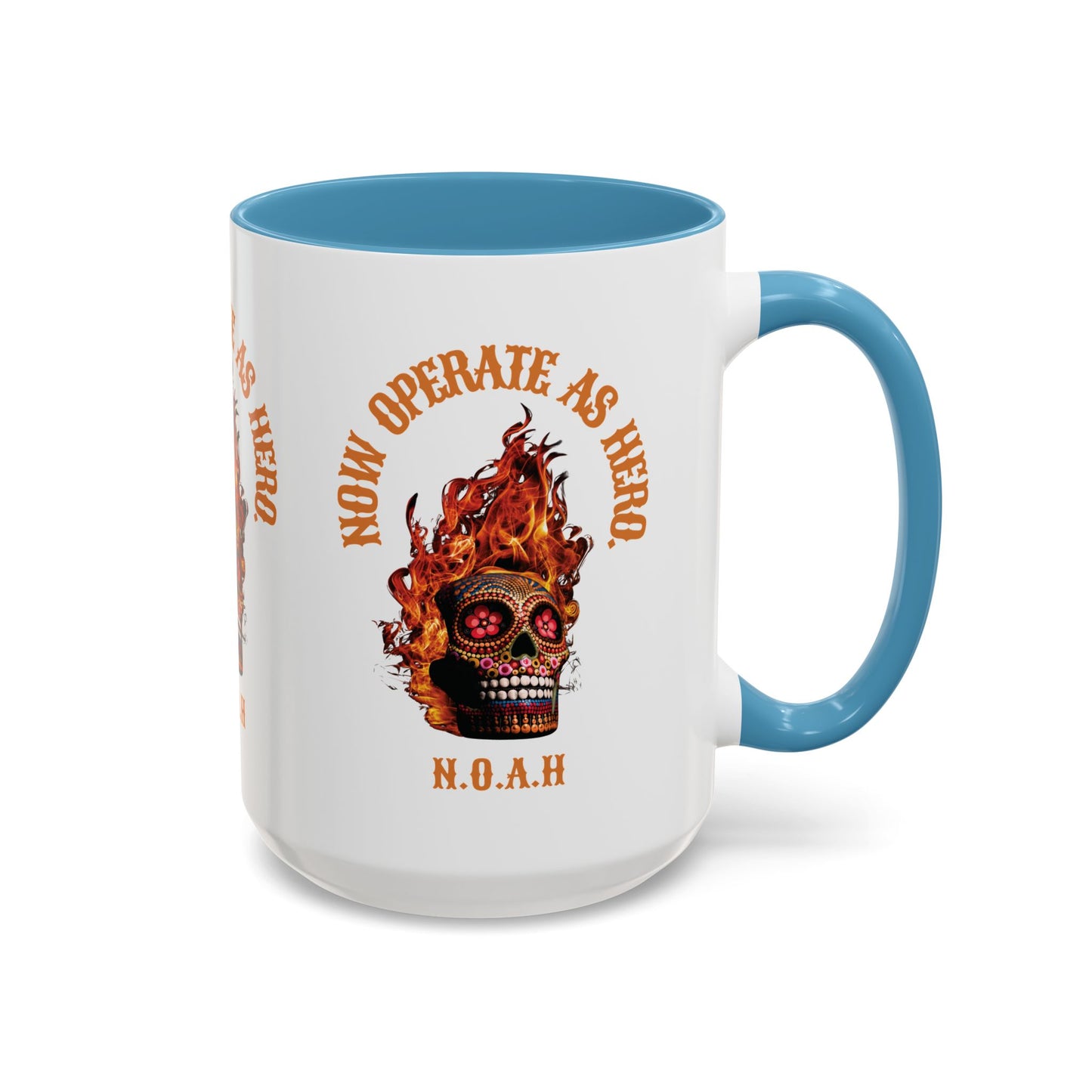 Personalized Initial Fire Skull Accent Coffee Mug