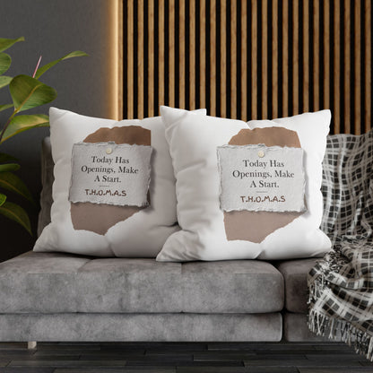 Personalized Initial Quote Torn Paper — Custom Sayings on Square Poly Canvas Pillowcase