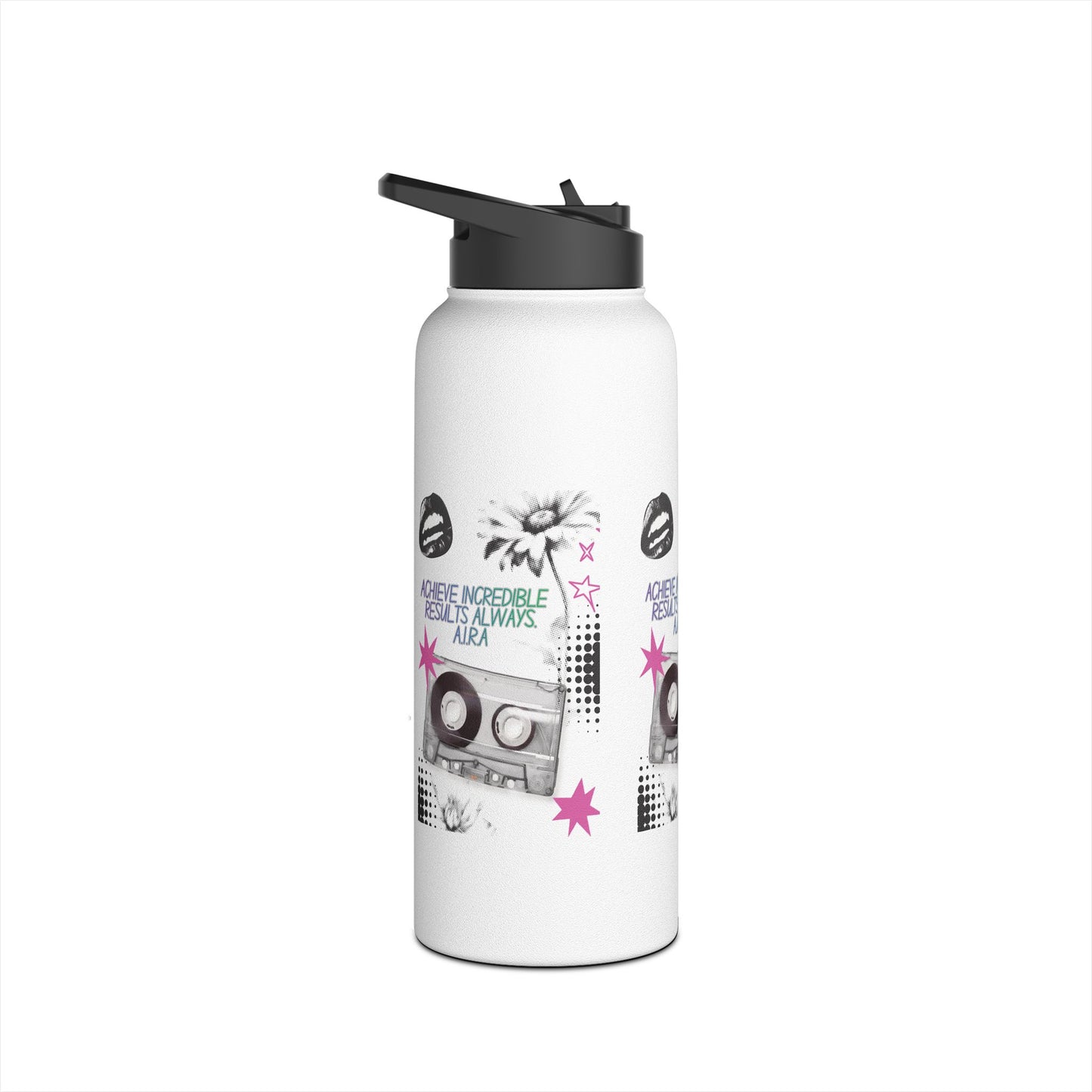 Personalized Initial Quote Cassette Stainless Steel Water Bottle