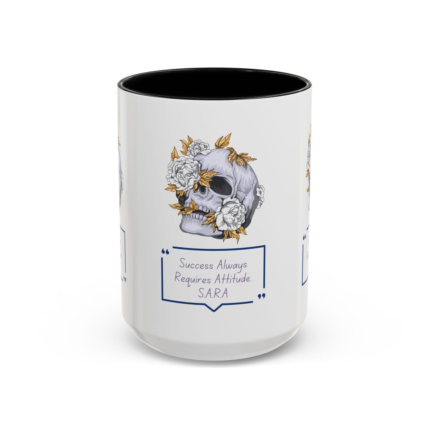 Personalized Initial Floral Skull Accent Coffee Mug