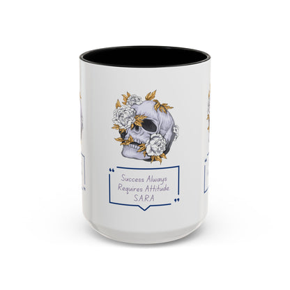 Personalized Initial Floral Skull Accent Coffee Mug