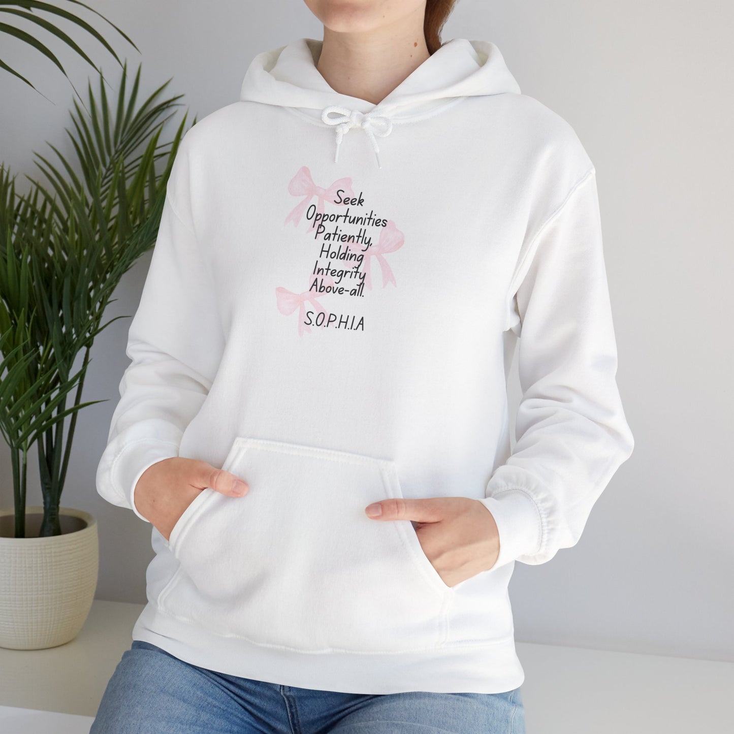 Personalized Pink Bow Hooded Sweatshirt