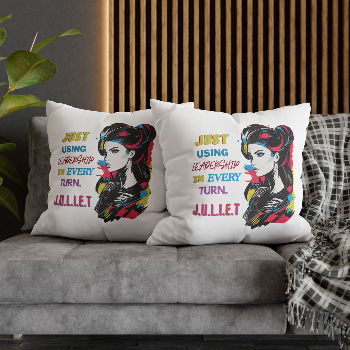 Personalized Initial Quote Vintage Girl — Custom Sayings on Square Poly Canvas Pillowcase