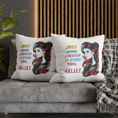 Personalized Initial Quote Vintage Girl — Custom Sayings on Square Poly Canvas Pillowcase