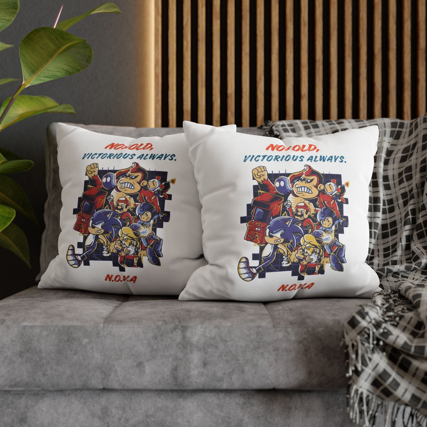 Personalized Initial Quote Cartoon — Custom Sayings on Square Poly Canvas Pillowcase