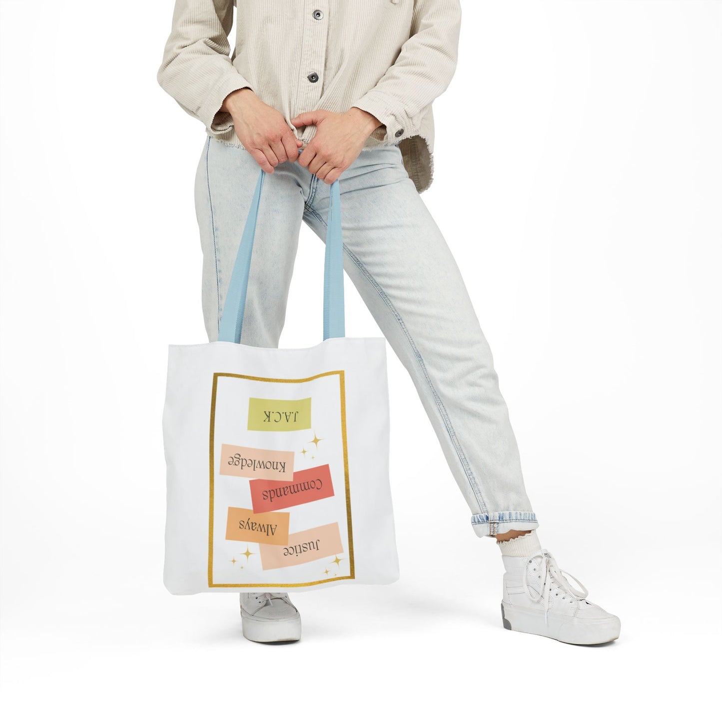 Personalized Initial Quote Inspirational Canvas Tote Custom Name