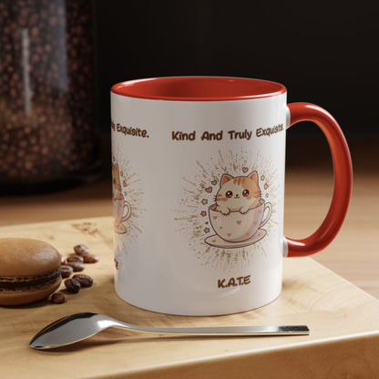 Personalized Initial Exquisite Cat Accent Coffee Mug