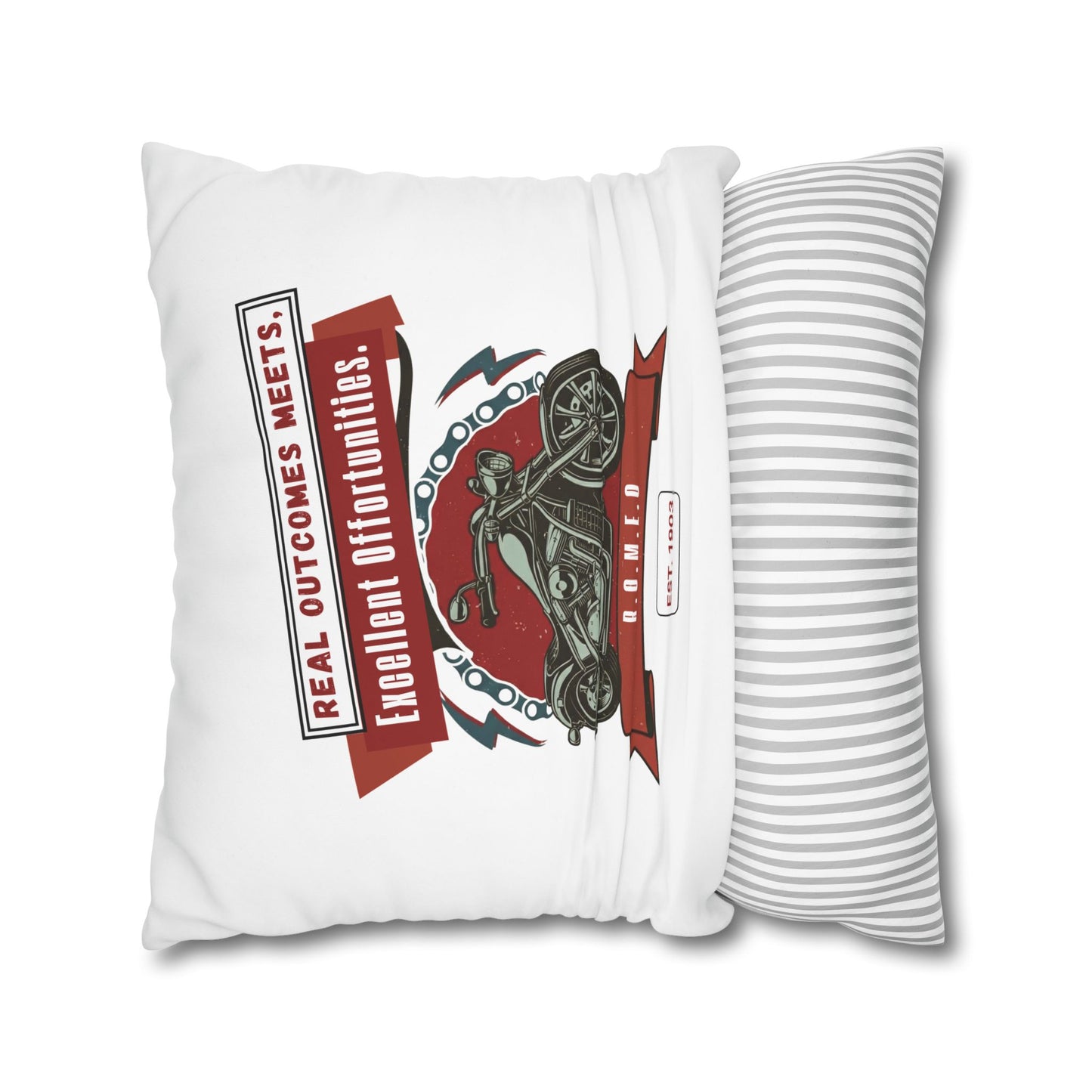 Personalized Initial Quote Motorcycle — Custom Sayings on Square Poly Canvas Pillowcase