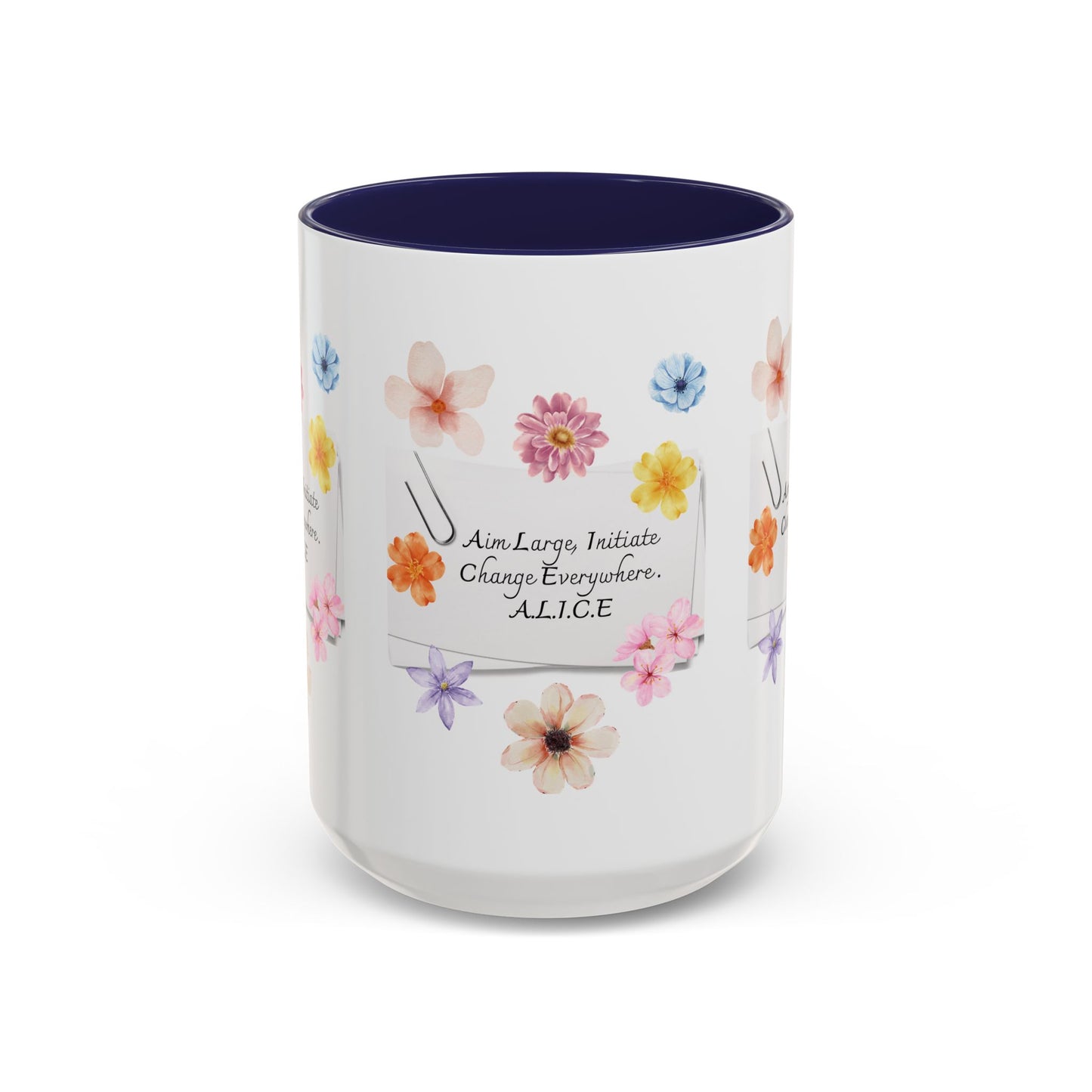 Personalized Floral Clip Note Accent Coffee Mug