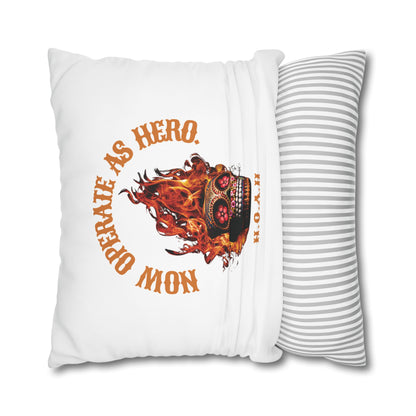 Personalized Initial Quote Fire Skull — Custom Sayings on Square Poly Canvas Pillowcase
