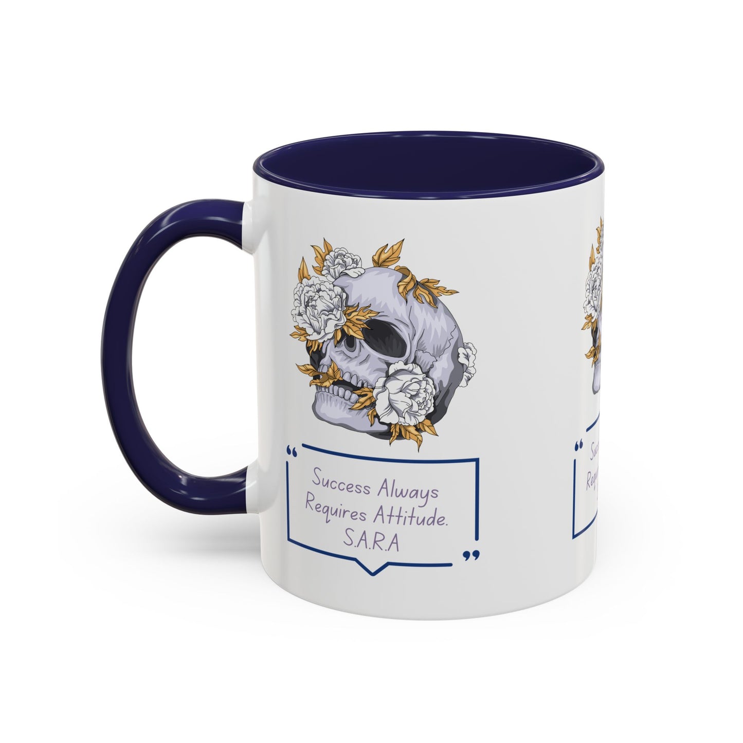 Personalized Initial Floral Skull Accent Coffee Mug