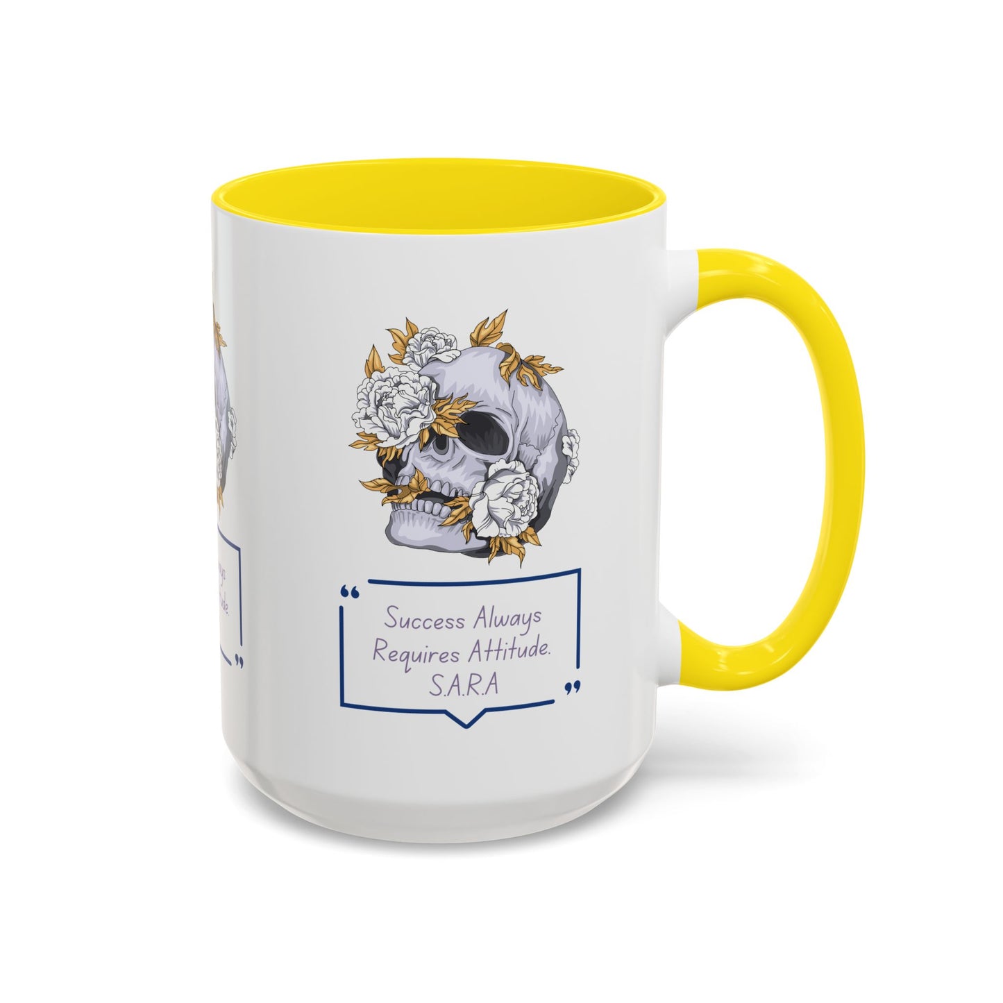 Personalized Initial Floral Skull Accent Coffee Mug