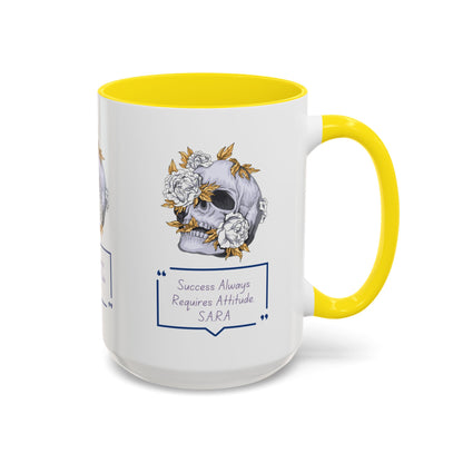 Personalized Initial Floral Skull Accent Coffee Mug