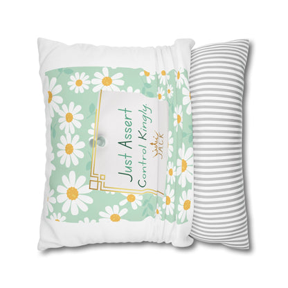 Personalized Initial Quote Floral Inspirational — Custom Sayings on Square Poly Canvas Pillowcase
