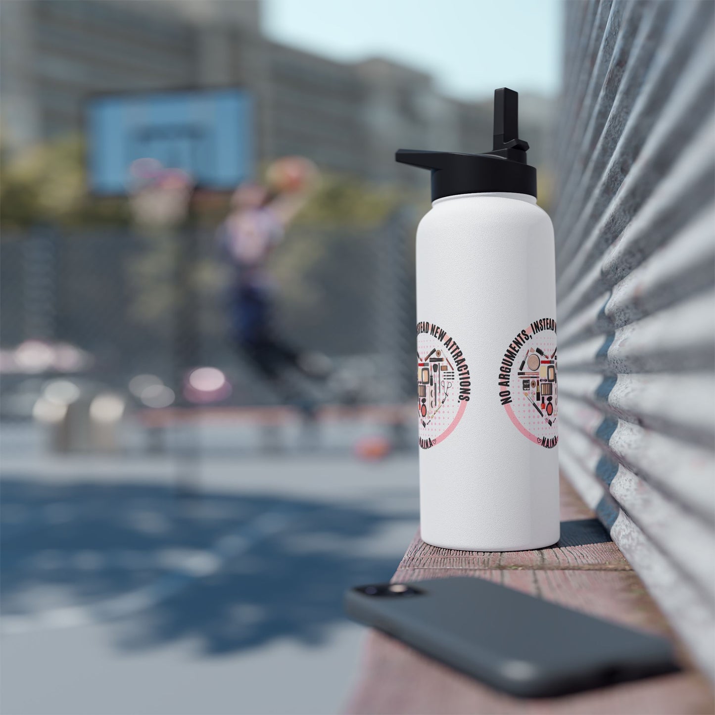 Personalized Initial Cosmetic Heart Controller Stainless Steel Water Bottle