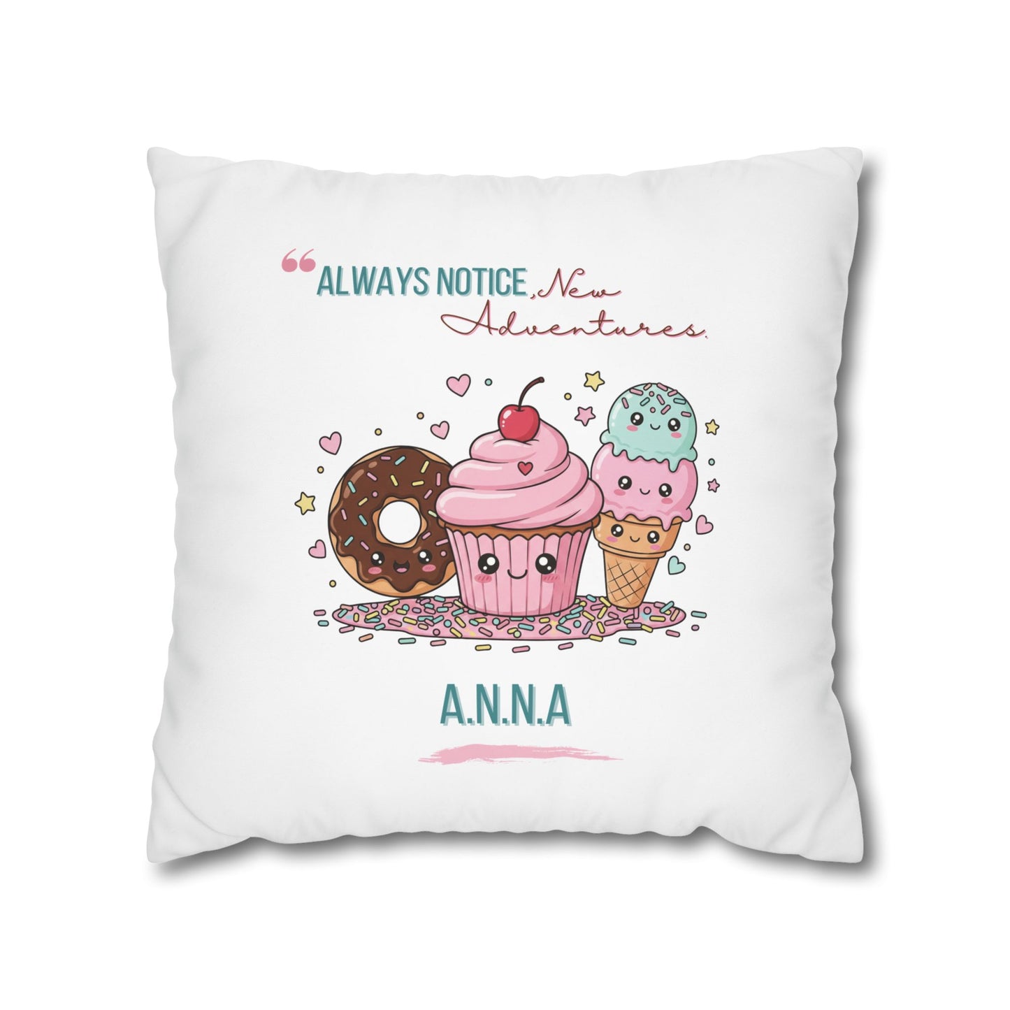 Personalized Initial Quote Sweet Treat — Custom Sayings on Square Poly Canvas Pillowcase