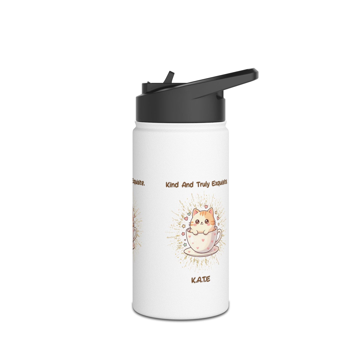 Personalized Initial Quote Exquisite Cat Stainless Steel Water Bottle