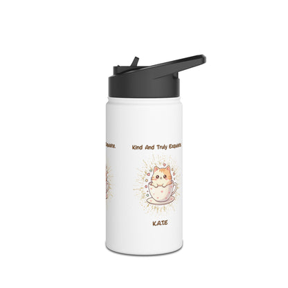 Personalized Initial Quote Exquisite Cat Stainless Steel Water Bottle