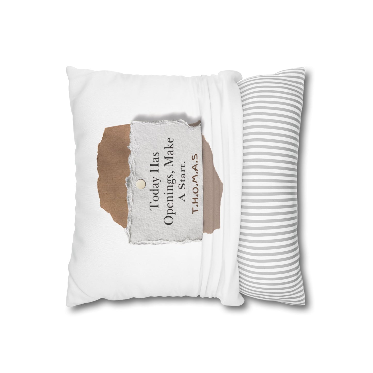 Personalized Initial Quote Torn Paper — Custom Sayings on Square Poly Canvas Pillowcase