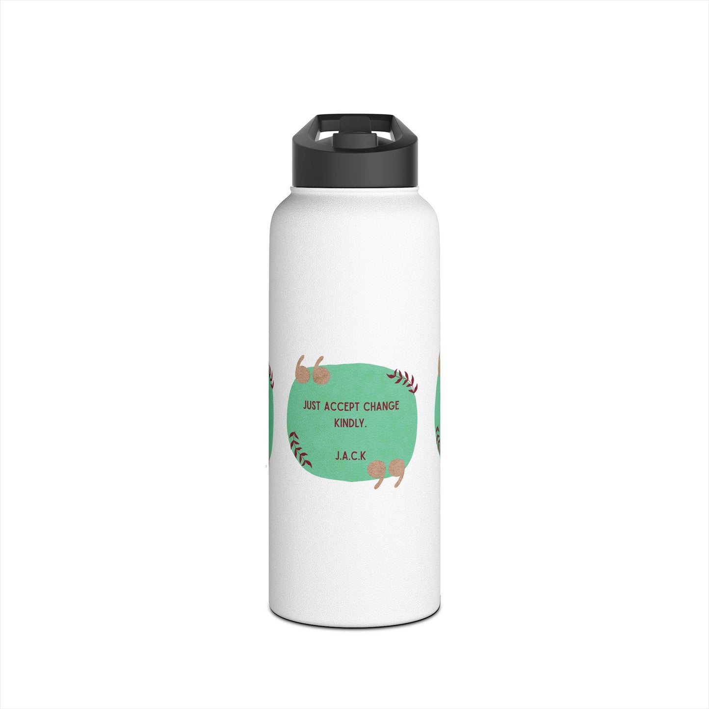 Personalized Initial Quote Oval Note Stainless Steel Water Bottle