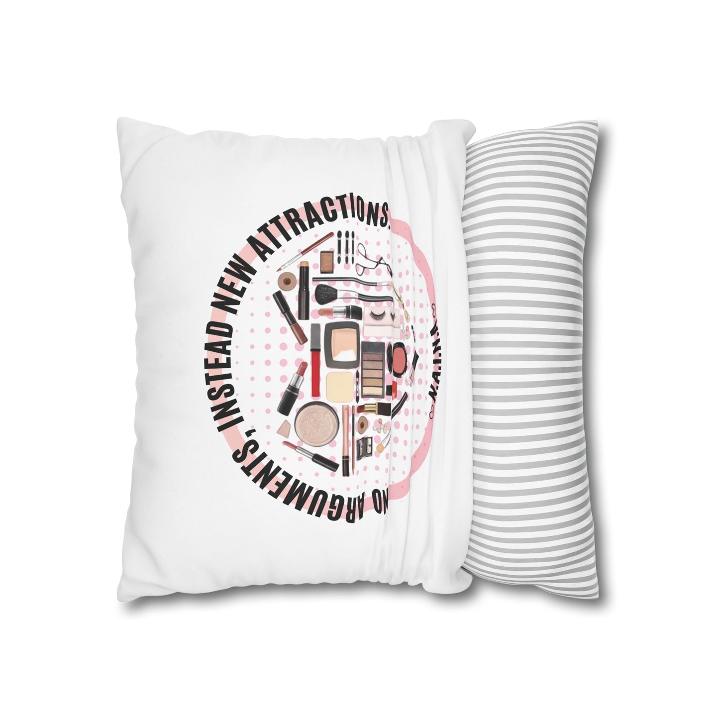 Personalized Initial Quote Cosmetic Heart — Custom Sayings on Square Poly Canvas Pillowcase