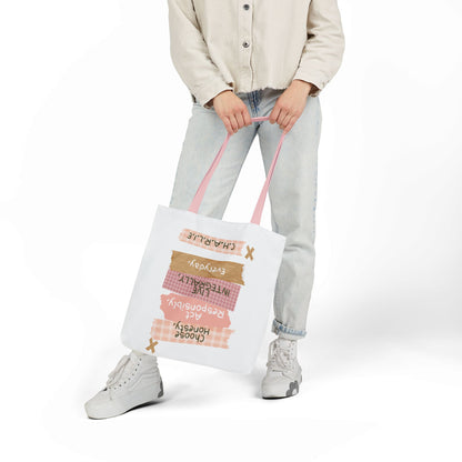 Personalized Initial Quote Note Lines Canvas Tote Custom Name