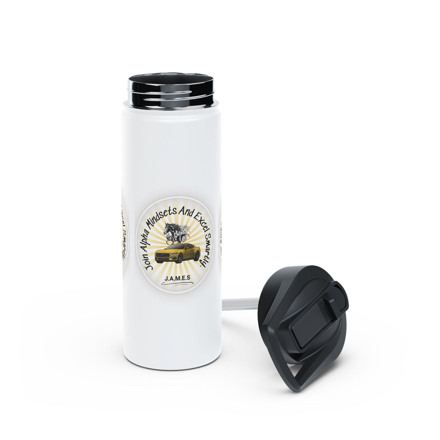 Personalized Initial Quote Horse Car Stainless Steel Water Bottle