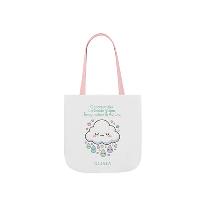 Personalized Initial Quote Cloud Dripping Canvas Tote Custom Name