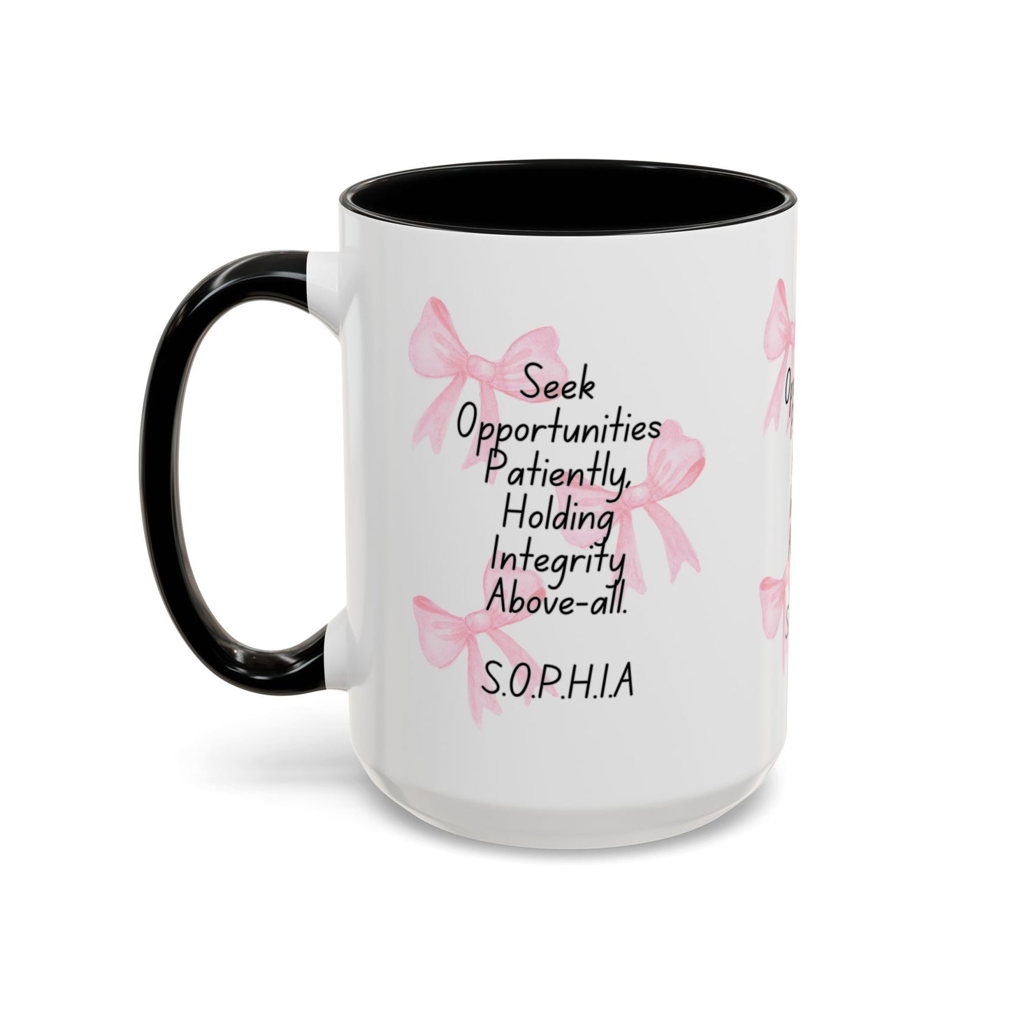 Personalized Pink Bow Accent Coffee Mug