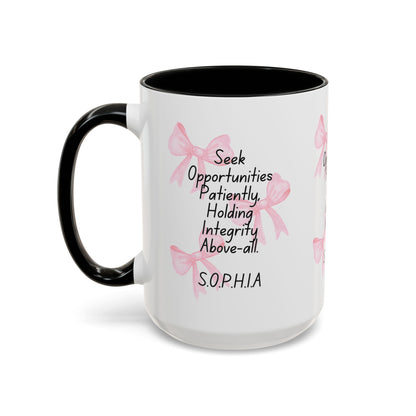 Personalized Pink Bow Accent Coffee Mug