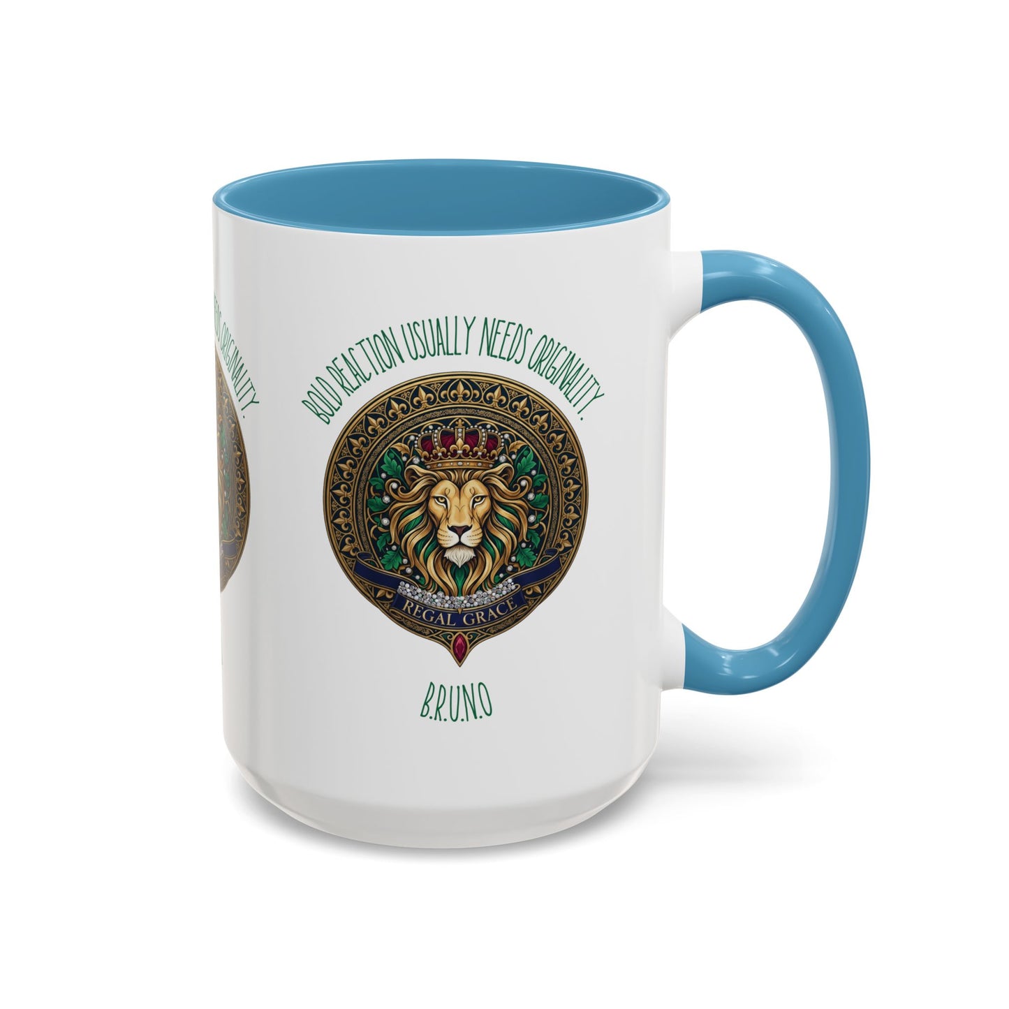 Personalized Initial Circled Lion Accent Coffee Mug