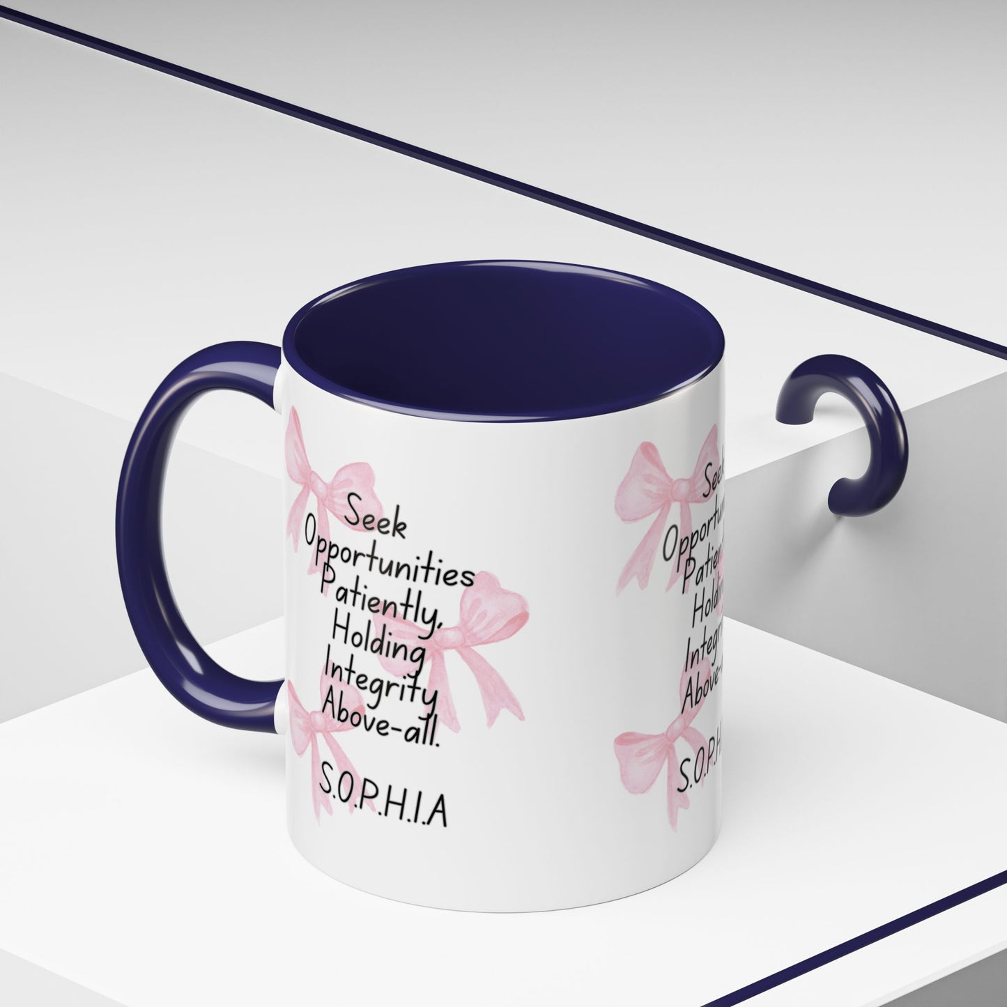 Personalized Pink Bow Accent Coffee Mug