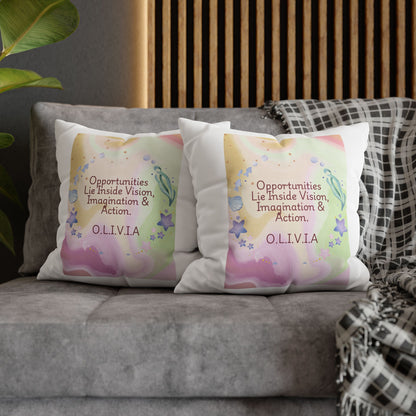 Personalized Initial Quote Ocean Theme — Custom Sayings on Square Poly Canvas Pillowcase
