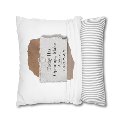 Personalized Initial Quote Torn Paper — Custom Sayings on Square Poly Canvas Pillowcase