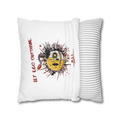 Personalized Initial Quote Smile Split Skull — Custom Sayings on Square Poly Canvas Pillowcase