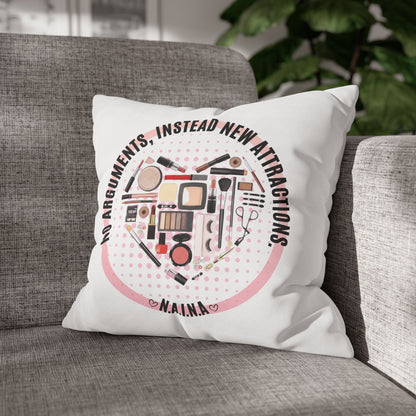 Personalized Initial Quote Cosmetic Heart — Custom Sayings on Square Poly Canvas Pillowcase