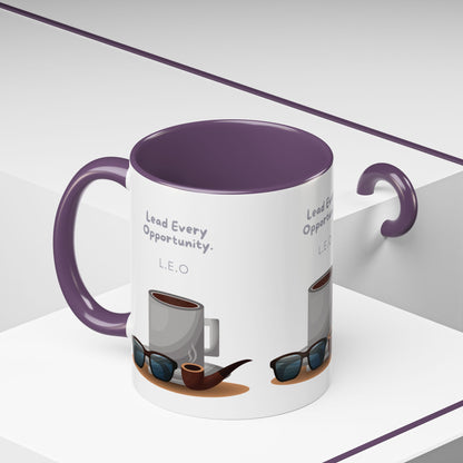 Personalized Initial Coffee and Sunglasses Accent Coffee Mug