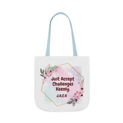 Personalized Initial Quote Floral Frame Canvas Tote Custom Name