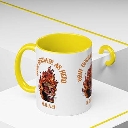 Personalized Initial Fire Skull Accent Coffee Mug