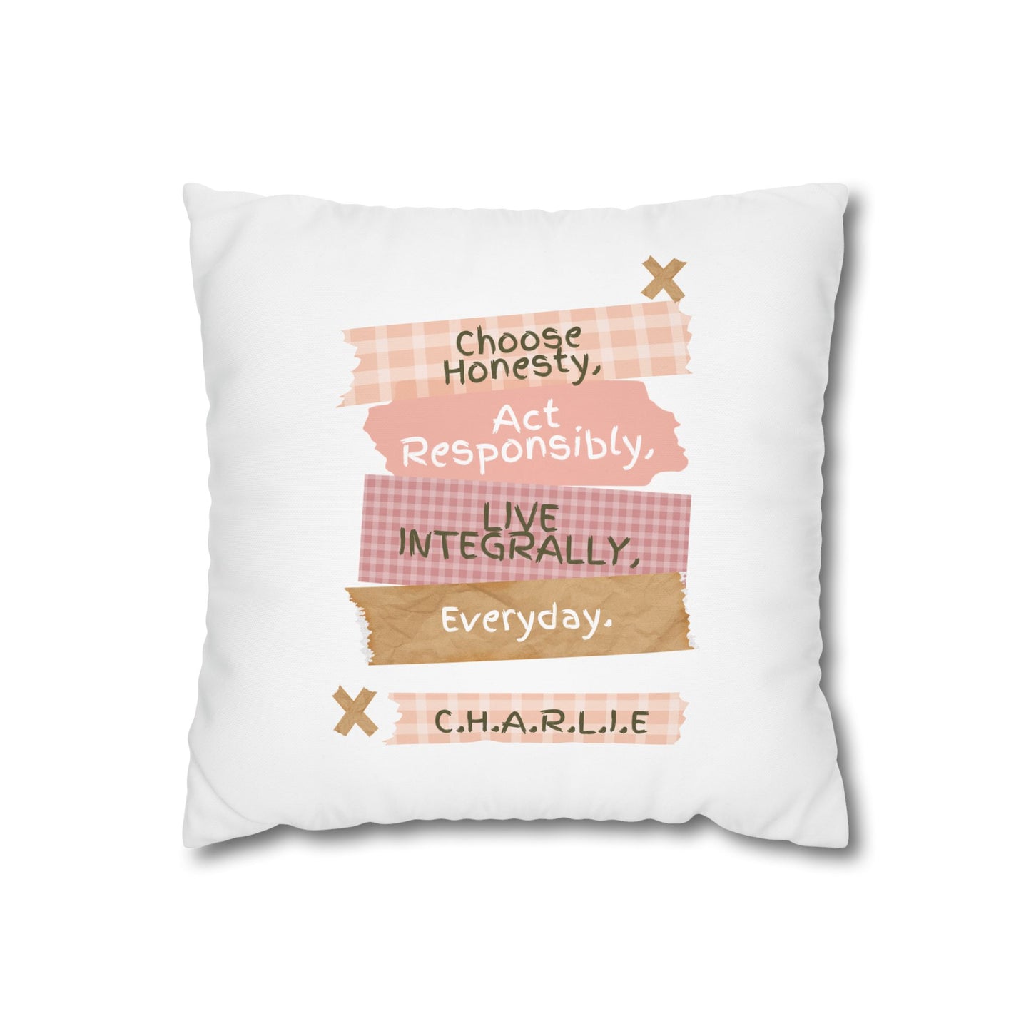 Customized monogrammed pillowcase with personalized quote. High-quality poly canvas square cushion cover, ideal for housewarming, wedding, or anniversary gifts with bespoke text.