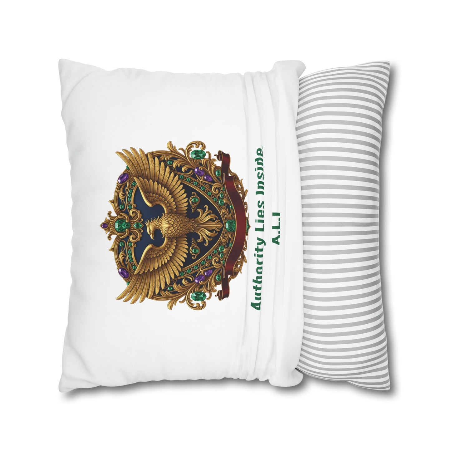 Personalized Initial Quote Eagle — Custom Sayings on Square Poly Canvas Pillowcase