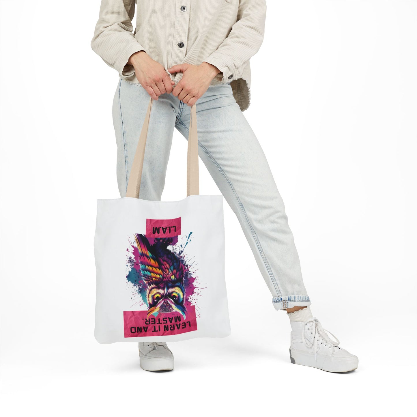 Personalized Initial Quote Owl Canvas Tote Custom Name