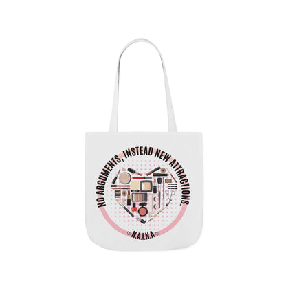 Personalized Initial Quote Cosmetic Heart Canvas Tote Custom Name