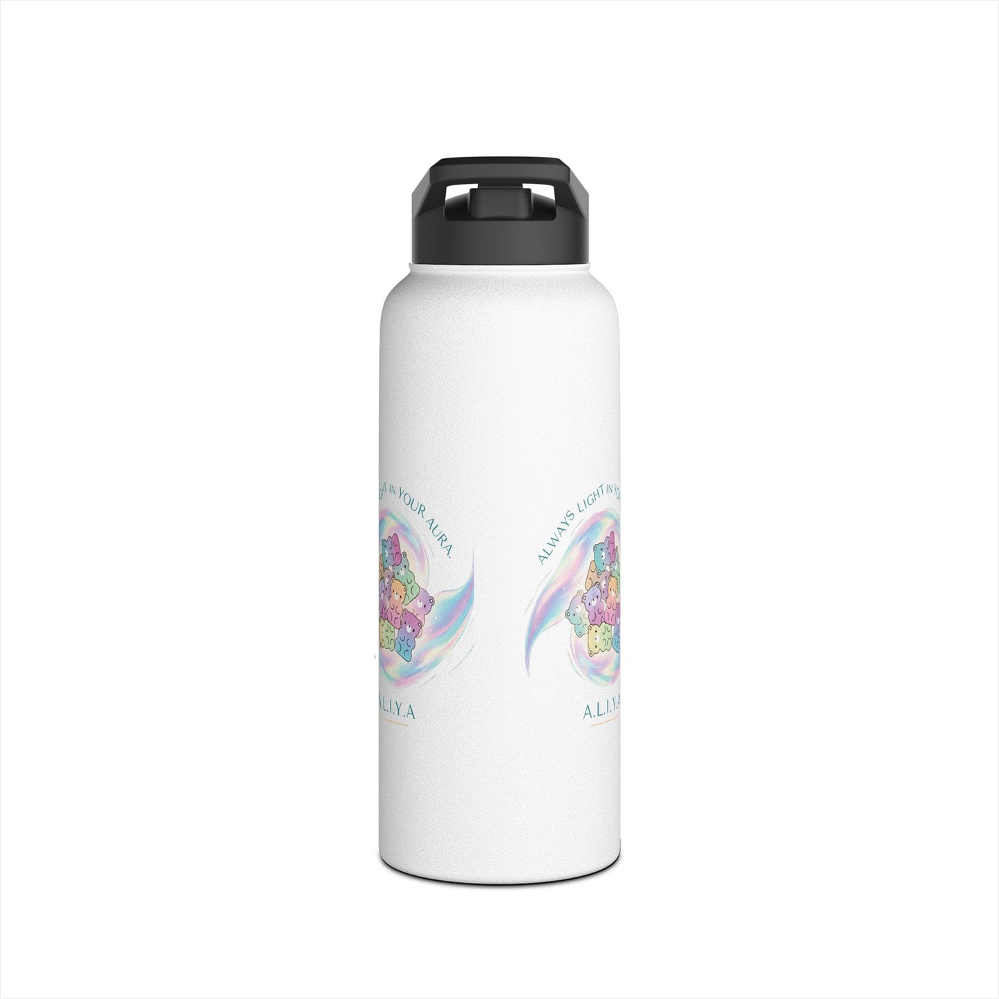 Personalized Initial Pastel Bear Stainless Steel Water Bottle