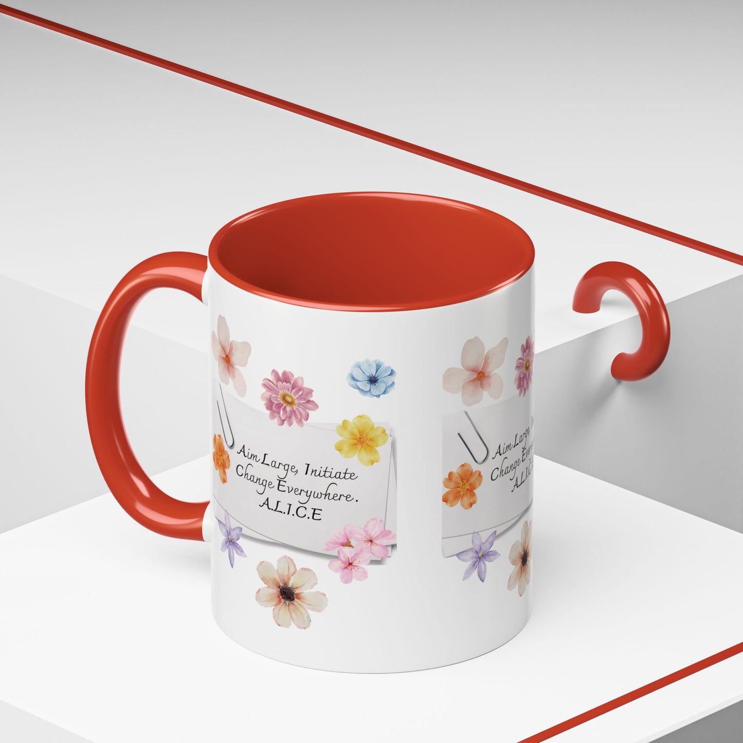 Personalized Floral Clip Note Accent Coffee Mug