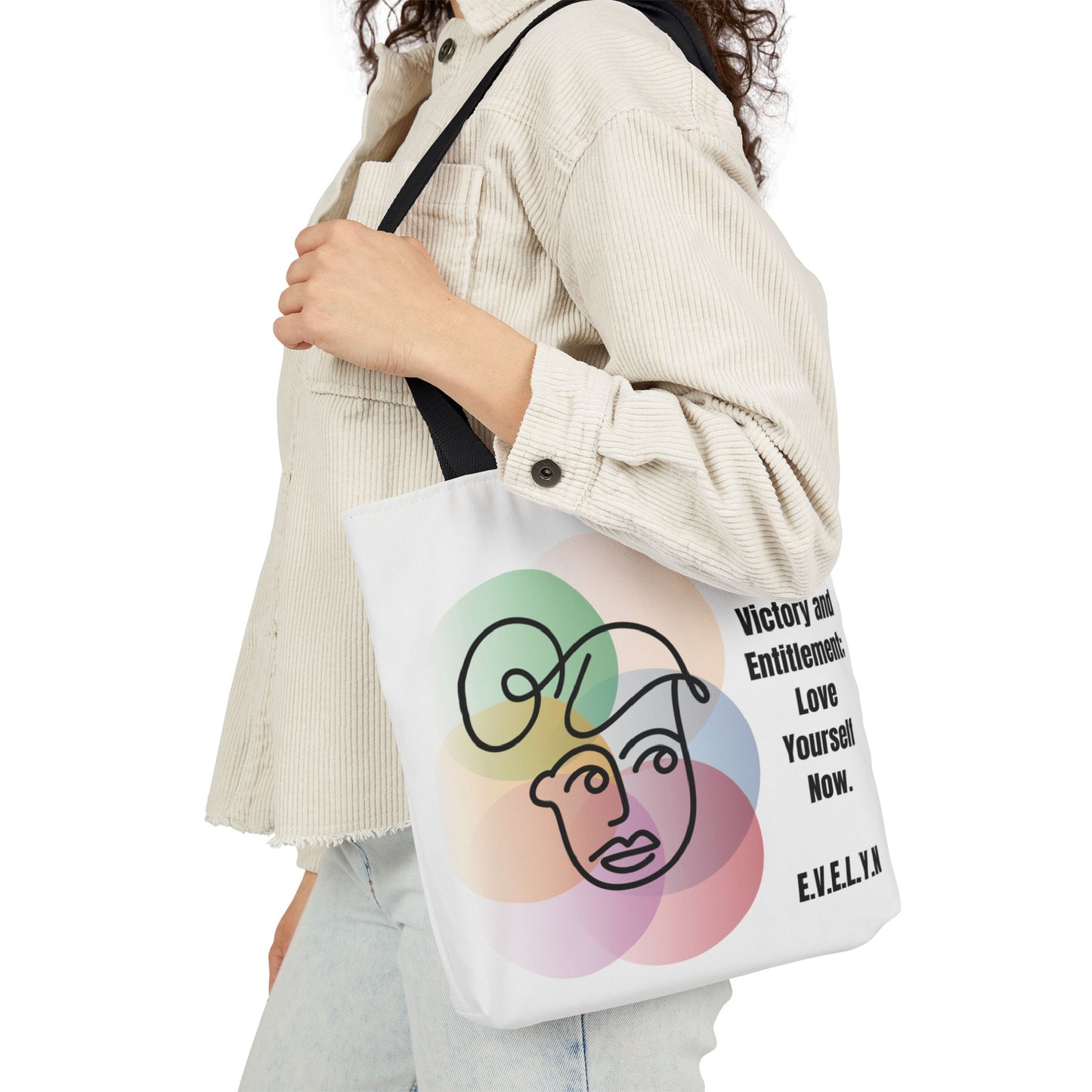 Personalized Initial Quote Sketch Girl Canvas Tote Custom Name
